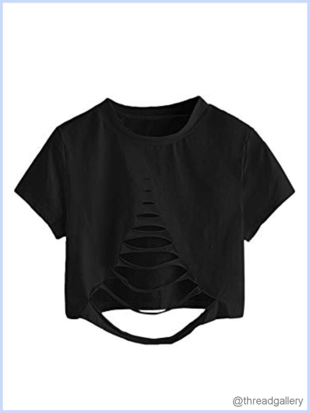 Women's Distressed Cutout Crop Tee Short Sleeve Casual